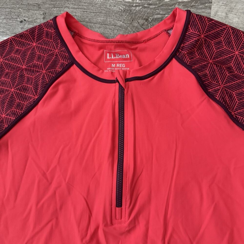 LL Bean 1/4 Zip Top Womens Medium RENEW Swim Rash Guard 503716 Beach UPF50 - Picture 7 of 7